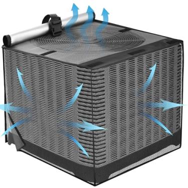 Imagem de Capas de ar condicionado para o exterior, malha completa respirável com capa de ar condicionado superior à prova d'água para todas as estações, capa de unidade AC protege contra cotão de madeira de