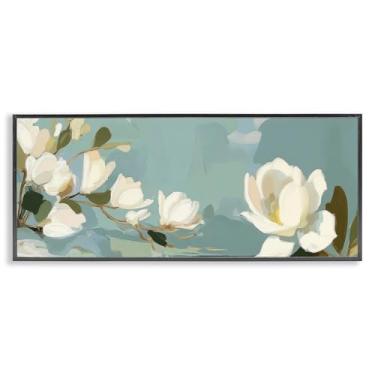 Imagem de Stupell Industries Arte giclée emoldurada com flores de magnólia água-marinha preta por Elara Yasna, 33 x 30