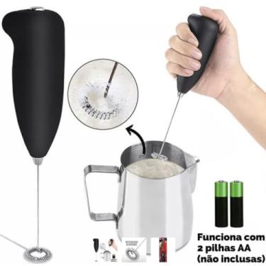 Imagem de Mixer Elétrico Portátil Premium Misturador Batedor Espumador de Bebidas Ovos Leite Café Sem Fio Agitador para Casa e Cozinha a Pilha