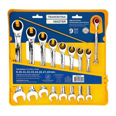 Imagem de Jogo Chave Combinada Com Catraca 8 A 19Mm 9Pçs Tramontina