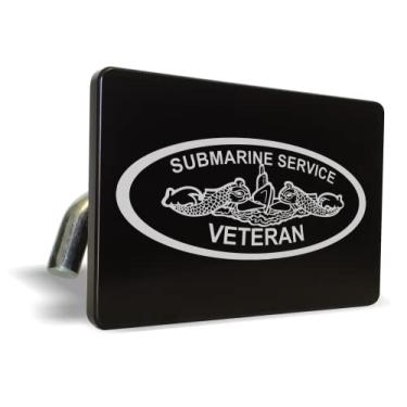 Imagem de [Produto oficialmente licenciado] – Veterano do serviço submarino da Marinha dos EUA – Boleto de alumínio anodizado de qualidade premium gravado a laser resistente a UV e cobertura de engate de