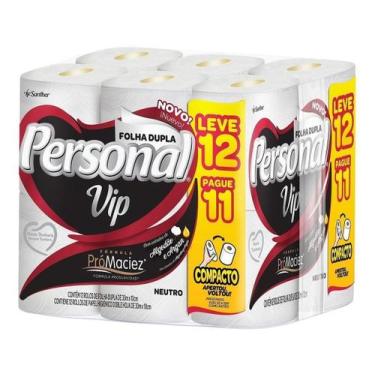 Imagem de Kit c/ 2 Papel Higienico Vip Folha Dupla Neutro 12 Rolos - Personal
