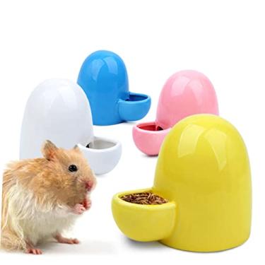 Imagem de Milisten Alimentador automático de animais de estimação e dispensador de água para animais pequenos, tigela de cerâmica para coelhos, hamsters e porquinhos-da-índia, suprimentos autodispensáveis rosa