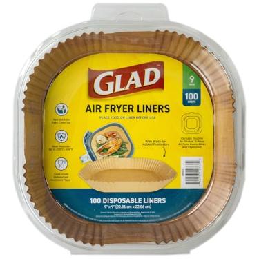 Imagem de Glad Forros de fritadeira de ar arredondado, formato quadrado com paredes, antiaderentes e resistentes ao calor, material de grau alimentício, adequado para fritadeiras quadradas e redondas