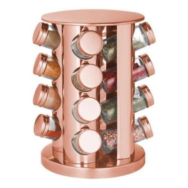 Imagem de Porta Condimento Aço Inox 16 Peças Rose Gold Porta Temperos - Geral