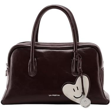 Imagem de LA FESTIN Bolsa feminina de couro com alça superior: bolsa transversal pequena com alça ajustável, bolsa de ombro casual para mulheres, Marrom chocolate