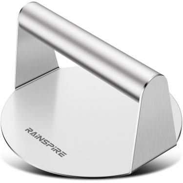 Imagem de Rainspire Prensa de hambúrguer grande de aço inoxidável 304 atualizada de 15 cm para grelhar hambúrguer, ferramenta para grelha, presente de cozinha para chef, prata