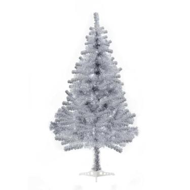 Imagem de Árvore de Natal prateada, árvore de Natal artificial de 1,8 m para decoração de casa, 550 pontas de galhos, árvore de Natal com dobradiças premium para decoração de Halloween