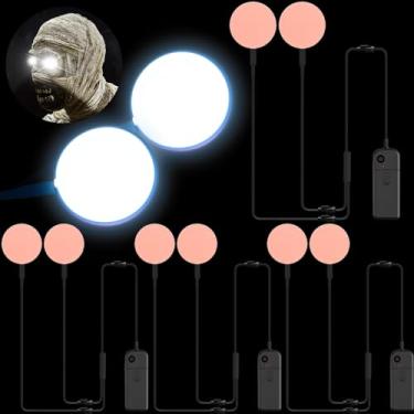 Imagem de Retisee Halloween 4 peças de olhos de LED para máscara esqueleto, painéis de luz EL, com caixa de bateria para cosplay, olhos de laser, cabeça de abóbora, tema de terror de Halloween, decoração de