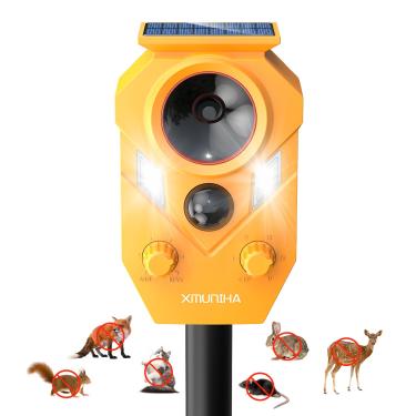 Imagem de Repelente solar ultrassônico de animais ao ar livre, repelente de cervos para quintal com sensor RIP, repelente de esquilos à prova d'água IP65, gato dissuasor eficaz, guaxinins, gambás, coelhos