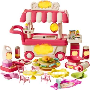 Imagem de Mini carrinho de lanche, Mini Carro Food Truck Brinquedo Educativo de Cozinha com 56 Pe�as