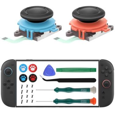 Imagem de LONANDY Joycon Joysticks for Nintendo Switch 2 (2025), Upgrade Anti-Drift Analog Thumbstick, Switch 2 Joystick Replacement Joy-Con Repair Tool kit with Screwdrivers, Thumb Grips, 2 Pack