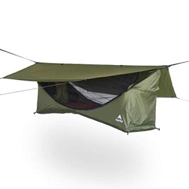 Imagem de Barraca de rede plana padrão Haven Tent - barraca impermeável e rede de acampamento de nylon/poliéster com rede mosquiteira - Inclui almofada isolada e mosca (verde floresta)