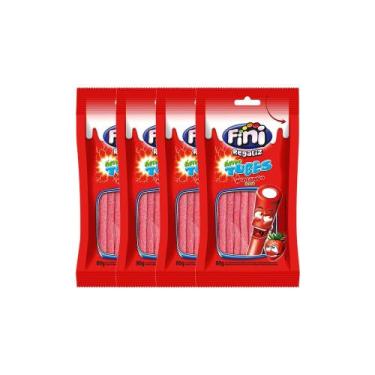Imagem de Kit 4 Balas Fini Tubinho de Morango Cítrico 80g