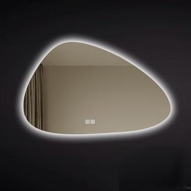Imagem de Espelho De Banheiro Retroiluminado Com Luzes, Espelho De Maquiagem Espelho Decorativo Chanfrado Assimétrico Sem Moldura Moderno - Borda Polida, 3 Colors+dimmable, 70 * 90cm
