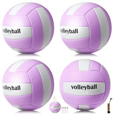 Imagem de Soulchen Pacote com 4 kits de vôlei oficiais macios com 5 kits de bolas de vôlei com agulhas de bomba, bolsa de malha, equipamento de treinamento para iniciantes, vôlei, para academia ao ar livre