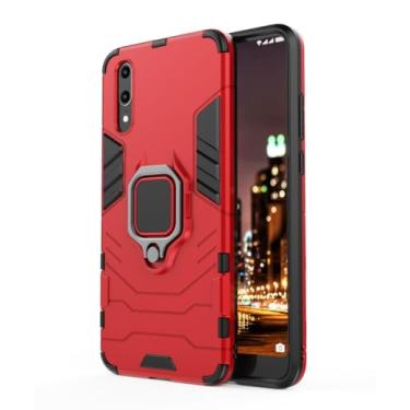 Imagem de SORAKA Capa para Huawei P20 Pro com suporte para anel Capa Slim Fit de TPU macio Capa Huawei P20 Pro com placa de metal para suporte magnético de telefone para carro