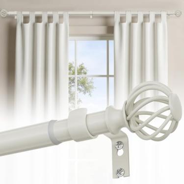 Imagem de Varões de cortina para janelas de 4 a 90 polegadas, varão de cortina decorativo branco ajustável, varão de cortina resistente de 2,5 cm para sala de estar, quarto, cozinha