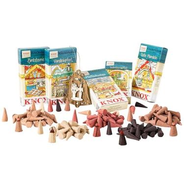 Imagem de Cones de incenso alemães para confeitaria de Natal – Knox 5 pacotes (120 cones) para casas de defumadores e estatuetas | Estrelas de canela, crescentes de baunilha, maçã de inverno, pão de gengibre e