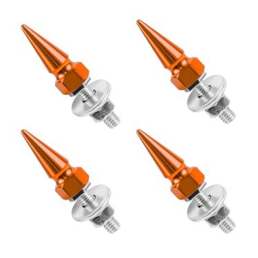 Imagem de Ongfuwu Parafusos de placa de carro 4 peças, parafusos de placa de licença antifurto em forma de espigão para carros, parafusos decorativos de alumínio para moldura de etiqueta de veículo, acessórios