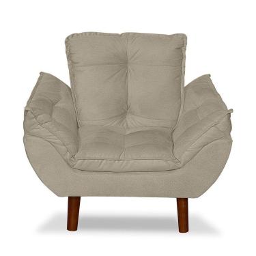 Imagem de Mini Poltrona Cadeira Infantil De Criança Suede Bege Pés Palito