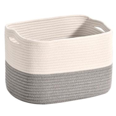Imagem de ICERZCZ Cesta de armazenamento de corda de algodão para organização, cestas decorativas fofas para presentes vazias, caixas organizadoras para brinquedos de cachorro, lavanderia de bebê, 38 x 29 cm
