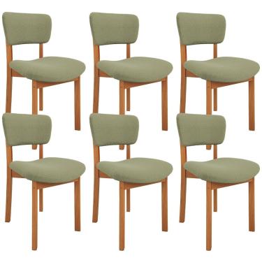Imagem de Kit 06 Cadeiras Para Sala de Jantar Cozinha Living Estofada Dara L02 Bouclê Oliva - Lyam Decor