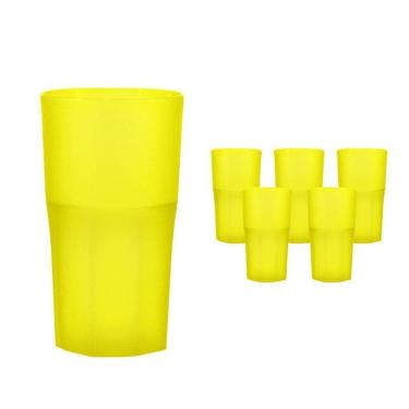 Imagem de Kit 6 Copos Roma Amarelo Neon 360Ml Plástico Premium