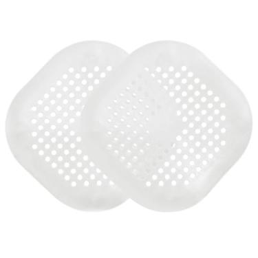 Imagem de PATIKIL Apanhador de ralo de cabelo 14 cm, 2 peças de protetor de ralo quadrado de silicone com ventosa para cozinha, banheiro, varanda, passarelas paisagísticas, pátios, branco