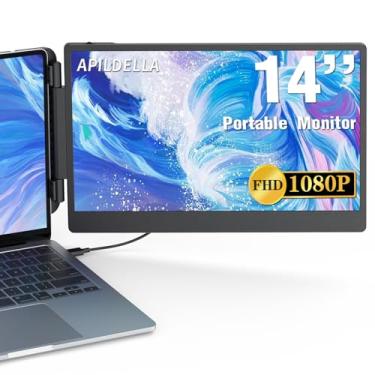 Imagem de APILDELLA Extensor de tela de laptop de 14 polegadas 1080p, extensor de monitor duplo portátil para laptops - USB C e HDMI, Plug-Play para exibição dupla no Mac e Windows, serve para laptops de 13 a