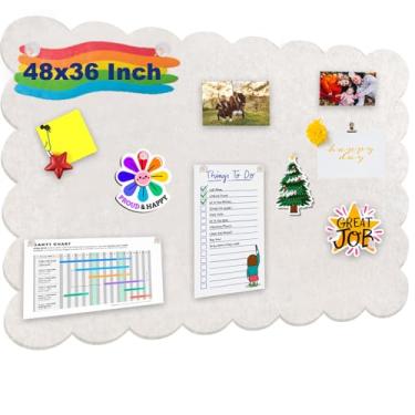 Imagem de EYAEYAEYA Quadro de avisos grande, placa de feltro de 122 x 91 cm - quadro de pinos decorativo, quadro de cortiça alternativo para parede, quadro de imagem dobrável, quadro de visão autoadesivo