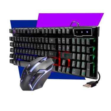Imagem de Kit Gamer Teclado Semi Mecânico e Mouse, RGB, Layout ABNT2, 3200 DPI, USB, para PC e Notebook