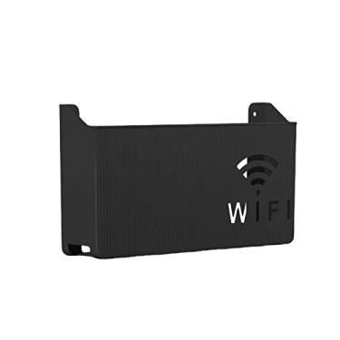 Imagem de ZJchao WiFi Router Caixa De Armazenamento Montado Na Parede ABS Cable Organizer para TV Set Top Box Router Com Dissipação De Calor Branco Cinza Rosa Preto Azul 24.5x6x14cm (Black)
