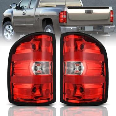 Imagem de F CARFITTING Adequado para Chevy Silverado GMC 1500 2500 3500 HD 2007-2013 Par de lâmpadas traseiras de freio de halogêneo, caixa cromada, lente vermelha, cor vermelha