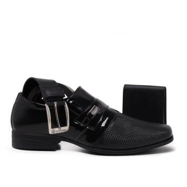 Imagem de Kit Sapato Social Masculino Bico Fino Quadrado Super Macio+Carteira+Ci