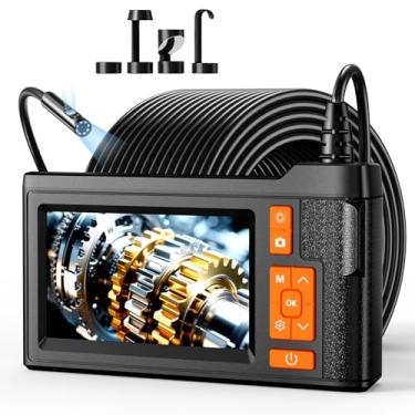 Imagem de Câmera endoscópica com luz – Boroscópio de lente dupla, tela de 4,3 polegadas, cabo de 1,8 m, IP67 à prova d'água com função de foto/vídeo e cartão gratuito de 32 GB para inspeção de tubos, motor e