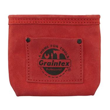 Imagem de Graintex SS2547 :: Bolsa para unhas com clipe de couro de camurça de cor vermelha para construtores, eletricistas, encanadores, faz-tudo