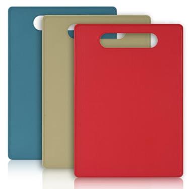 Imagem de Luckyiren Conjunto de tábua de corte extragrossa premium – pacote com 3 cores codificadas para carne, legumes e frutos do mar – leve, livre de BPA, reversível, fácil de limpar – verde sálvia, vermelho