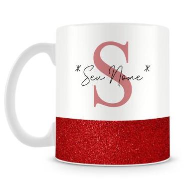 Imagem de Caneca Personalizada Base Glitter Vermelho com Nome - Amo Canecas