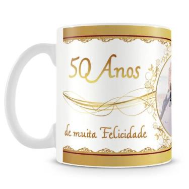 Imagem de Caneca Bodas de Ouro Mod.3 Personalizada com Foto - 50 Anos de Amor - 