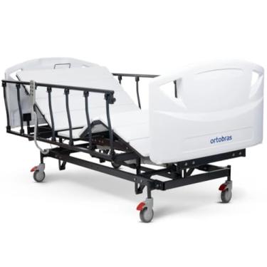 Imagem de Cama Hospitalar Motorizada Premium, 8 Posições, Grades Retráteis, Elétrica, Altura Ajustável 43,5-73,5cm, Capacidade 200kg, Branca