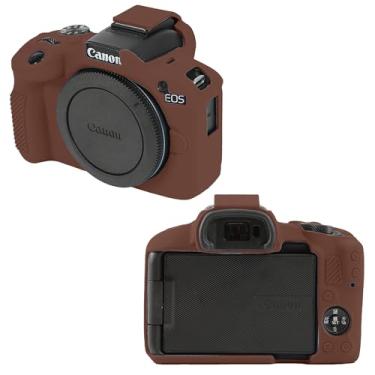 Imagem de Leayjeen Capa para câmera compatível com Canon EOSR50 R50 Capa de silicone para câmera R50 Capa de silicone para fotografia, capa protetora macia (marrom café)