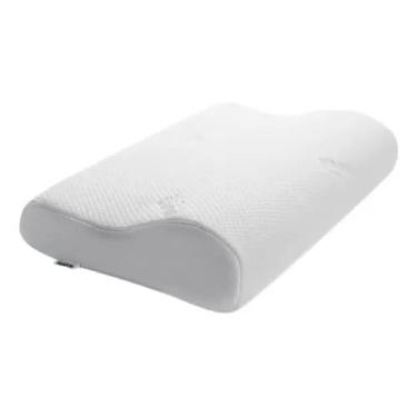 Imagem de Travesseiro Queen L, Espuma Viscoelástica, Branco, 61x31x11,5/8,5 cm, Suporte Ergonômico para Dormir