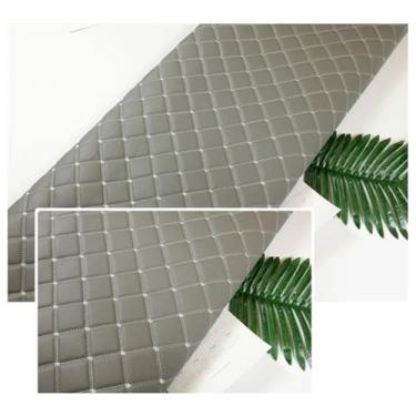 Imagem de Couro sintético acolchoado vinil PVC tecido de couro sintético impermeável tecido de couro sintético acolchoado ponto diamante acolchoado forro de linho estofado (cinza, 1,6 x 4 m)