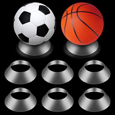 Imagem de 6 peças de suporte de bola de lembranças, pedestal de bola, suporte de bola de futebol para basquete, futebol, voleibol, softball, boliche (transparente)