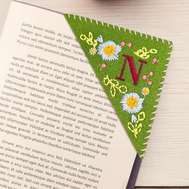 Imagem de Marcador de página floral de canto bordado personalizado para esposa, mãe, leitora, estudante, clube, acessório, 1 peça (verde verão N)