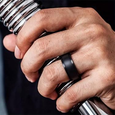 Imagem de 2 peças de aliança de casamento de silicone confortável – durável, flexível, segura para a vida ativa, 11, preta