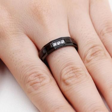 Imagem de Anéis de aço inoxidável de titânio para BF GF - Aliança de casamento com padrão de tijolo preto, ajuste confortável, para homens e mulheres YA4034, Aço inoxidável Zircônia cúbica, Sem pedra preciosa