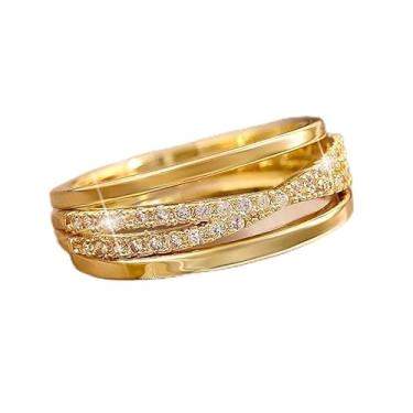 Imagem de 1 conjunto de anéis elegantes com linhas cruzadas para mulheres, vida diária, namoro, decoração para festa de formatura, Cobre, Sem pedra preciosa
