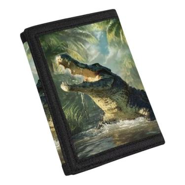 Imagem de Cozeyat Carteiras infantis pequenas para meninos e meninas, organizador de cartões e moedas com três dobras, Crocodilo, one size, Casual